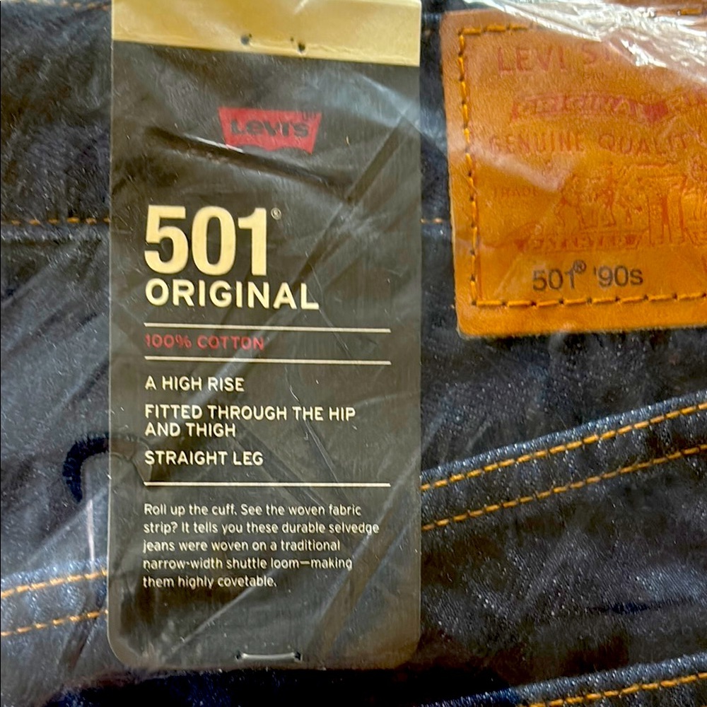 Levi's Blue Straight Jeans- 501 selvedge